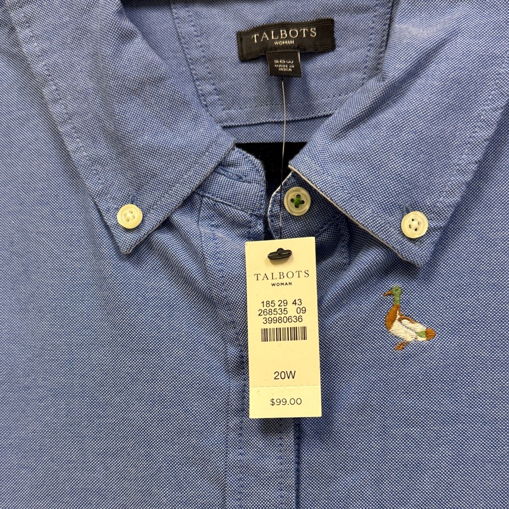 Talbots Blue Button Down Shirt with Embroidered M… - image 3